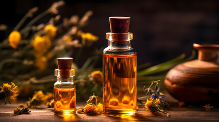 Essential flower oil for aromatherapy, generative ai