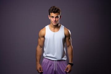 Fototapeta premium Closeup portrait of smile yong woman portrait in studio over pastel background, Generative AI