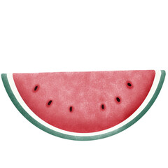 slice of watermelon, A cute drawing of a bite watermelon shape with seed, summer fruits