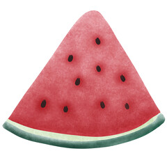 slice of watermelon, A cute drawing of a bite watermelon shape with seed, summer fruits