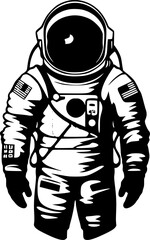 Astronaut - Black and White Isolated Icon - Vector illustration