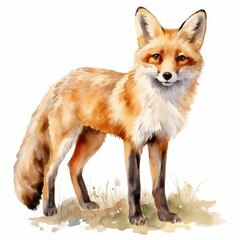 Obraz premium Vibrant Red Fox Watercolor Illustration