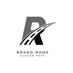 Letter R logo asphalt for identity. Construction template vector illustration for brand