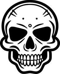 Fototapeta premium Skull - Black and White Isolated Icon - Vector illustration