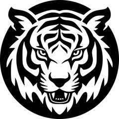 Obraz premium Tiger | Black and White Vector illustration