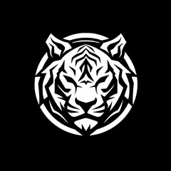 Fototapeta premium Tiger - Black and White Isolated Icon - Vector illustration