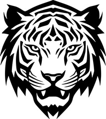 Fototapeta premium Tiger - Black and White Isolated Icon - Vector illustration