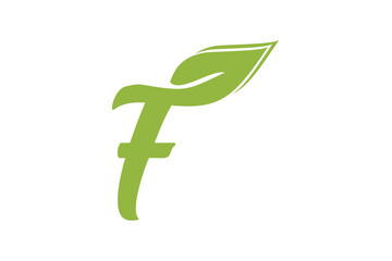the letter F with a combination of leaves