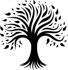 Tree - Black and White Isolated Icon - Vector illustration