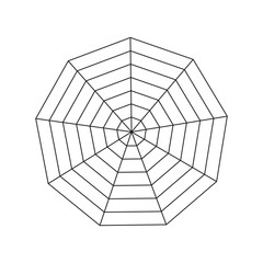 Obraz premium Blank polygon radar chart icon. Radar, spider diagram template. Infographic graph. Spider mesh symbol. Vector illustration.