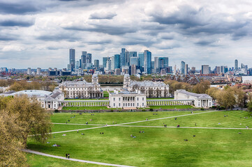 Panoramic view from the Royal Observatory in Greenwich, London, UK - obrazy, fototapety, plakaty