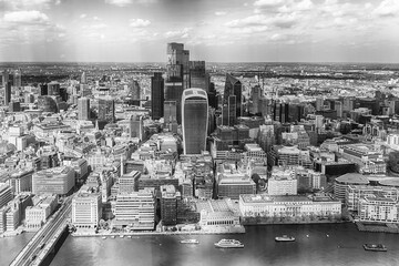 River Thames and city skyline of London, England, UK