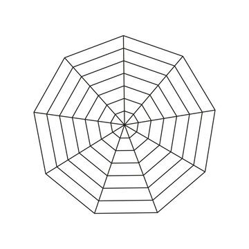 Blank polygon radar chart icon. Radar, spider diagram template. Infographic graph. Spider mesh symbol. Vector illustration.