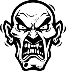 Fototapeta premium Zombie - Black and White Isolated Icon - Vector illustration