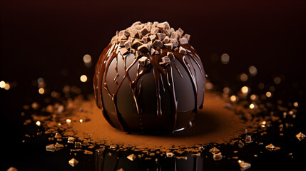 Delectable Chocolate Truffle on Transparent Background