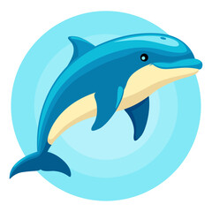 Cartoon illustration of a playful dolphin. This artwork captures the grace and joy of these intelligent creatures, making it a perfect addition to your marine-themed projects