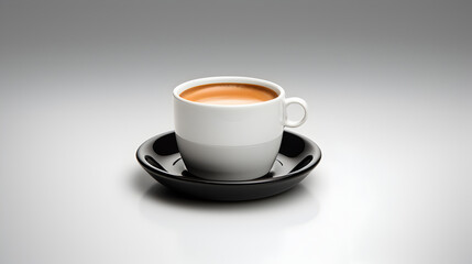 Freshly Brewed Espresso in Modern Espresso Cup on White Background