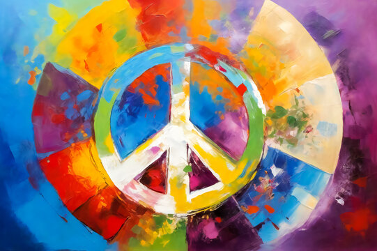 Illustration of the international peace sign of pacifism. Logo and peace symbol