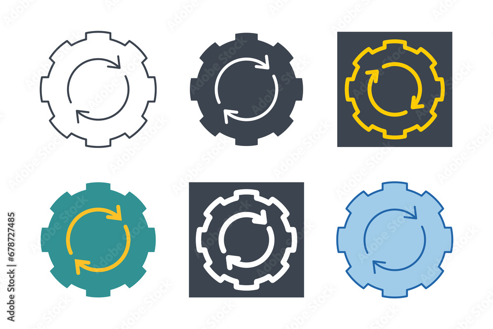 Poster update icon collection with different styles. upgrade update refresh hog wheel arrow icon symbol vec
