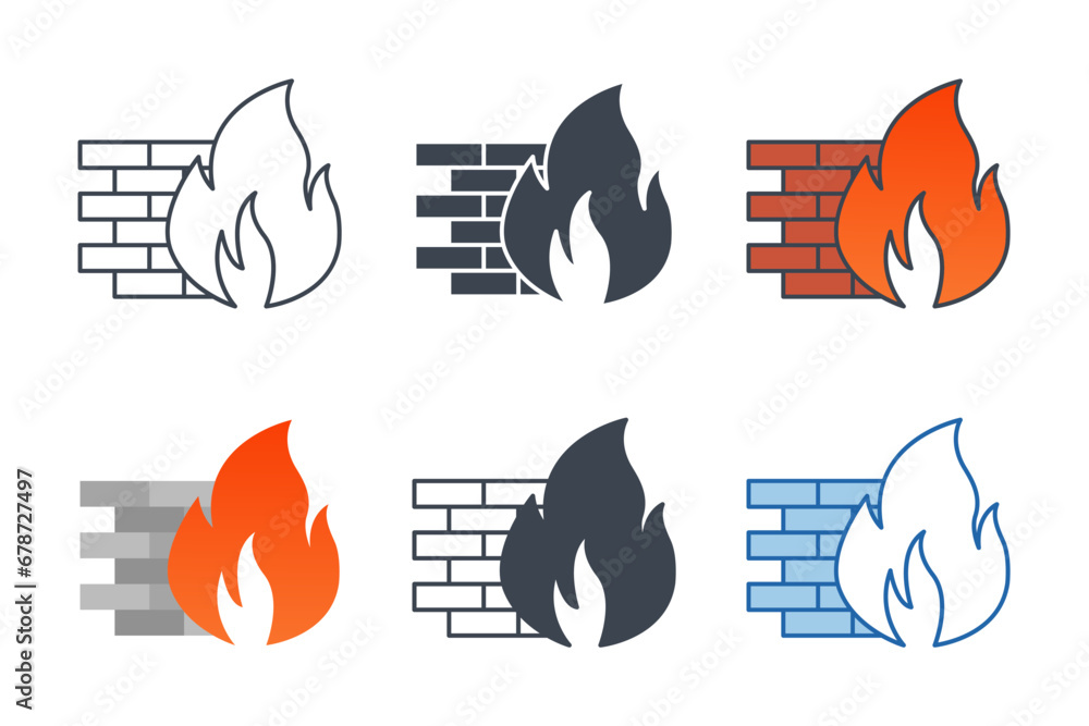 Poster firewall icon collection with different styles. firewall icon symbol vector illustration isolated on
