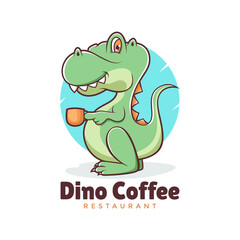Dino Coffee Logo Modern Vector Design Template