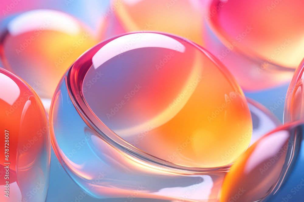 Poster colorful abstraction, transparency gradient balls in mesmerizing composition
