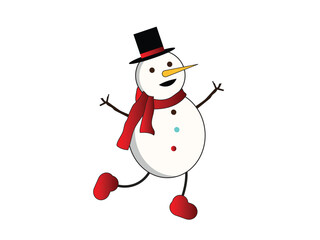Snowman figure wearing a magic hat