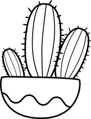 Cactus or Succulent Doodle Vector Illustration PNG Transparent Background