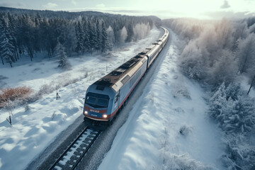 Zugfahrt durch Schneelandschaft