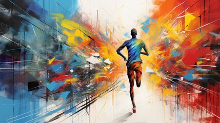 An abstract portrayal of a runner's path, inspiring physical fitness and well-being.