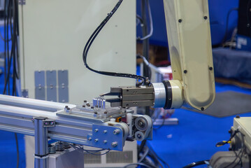 The material handling process the sheet metals by robotic arm.