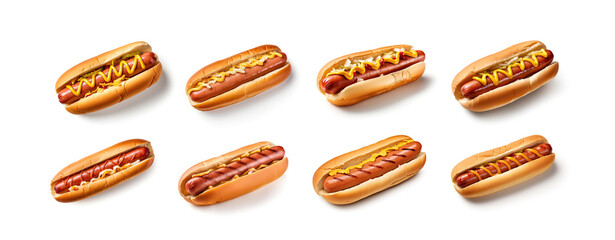 Hotdog Isolated, Sausage Inside a Grilled Bun, Hot Dog - obrazy, fototapety, plakaty