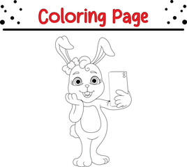 Obraz na płótnie Canvas Happy Easter Rabbit coloring page for children