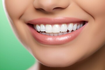 Fototapeta premium white teeth, perfect smile, close-up, teeth whitening, somatological services