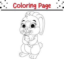 Cute rabbit holding carrot coloring page for children