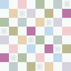 Pastel Checker Flower Seamless Repeat Pattern