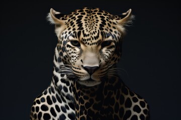 Leopard - model wearing animal skin clothes. Generative AI