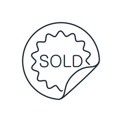 Sold out sticker. Vector linear illustration icon isolated on white background.