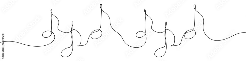 Aufkleber sheet music sign line continuous drawing vector. one line notes vector background. music line icon. 