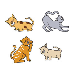 cat cartoon set design simple illustration