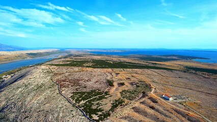 Island of Pag - Croatia - breathtaking aerial view over the island