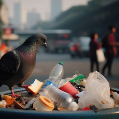 animals among garbage.Save animals environmental problems background imag