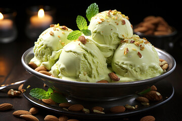 Scoopfuls of Bliss: Decadent Delights from Famous Ice Cream Artisans. ai generative