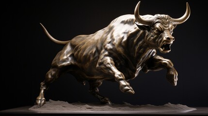 The Charging Bull statue, captured with precision, symbolizing unstoppable financial optimism and set against a clean white canvas. - obrazy, fototapety, plakaty