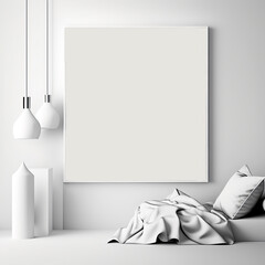 Minimalist mockup for white background poster framework