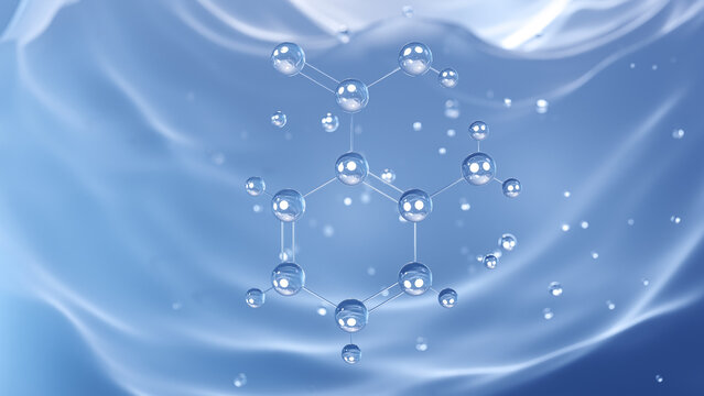 anthranilic acid molecular structure, 3d model molecule, aromatic acid, structural chemical formula view from a microscope