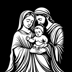 Virgin Mary, Joseph and  baby Jesus