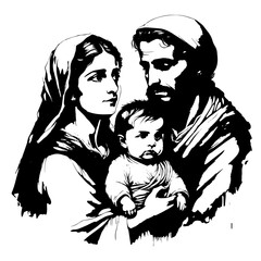 Virgin Mary, Joseph and  baby Jesus
