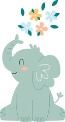 Elephant Baby With Flowers