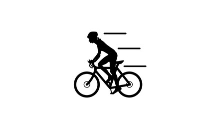 woman cyclist, black isolated silhouette